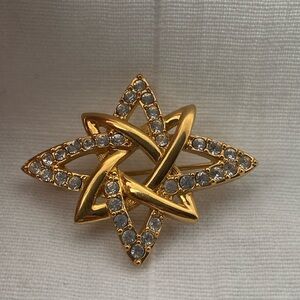 Vintage Monet Infinity Starburst Brooch Gold Tone Clear Rhinestone Celestial